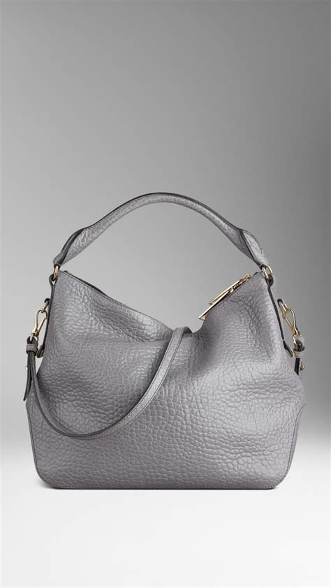 burberry grey leather hobo|Burberry hobo bag sale.